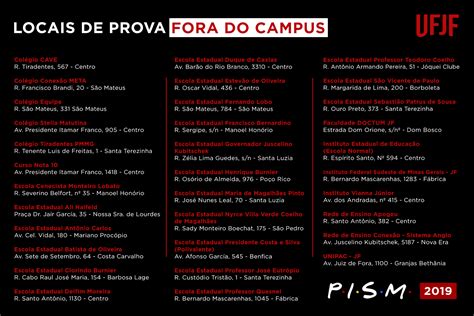 Confira os locais de provas do Pism 2019 Notícias UFJF