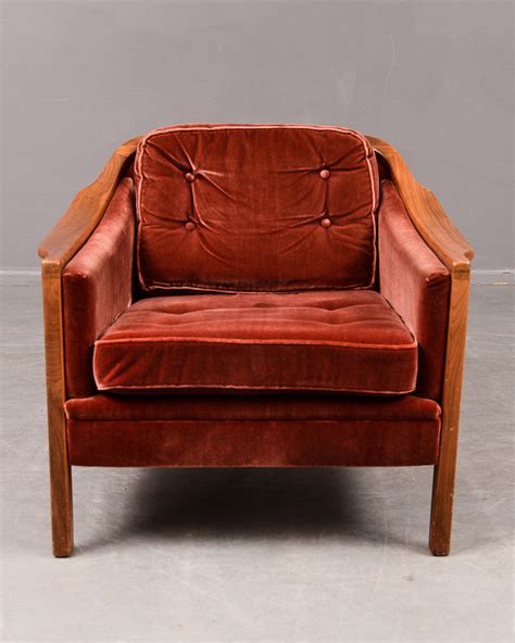 Red Plush Armchair | Mostly Danish Furniture Ottawa