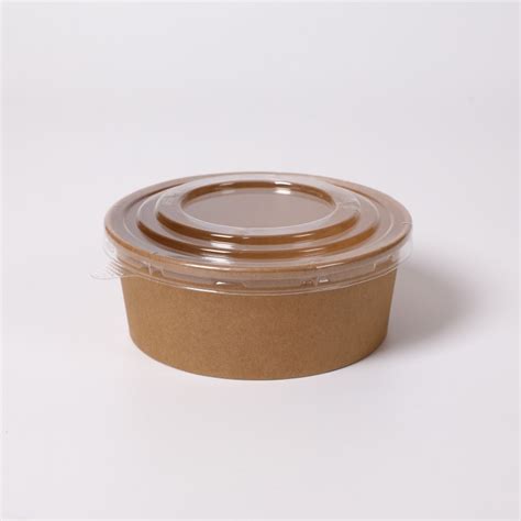 Bowl Kraft 750 Ml 25 Oz Con Tapa Transparente