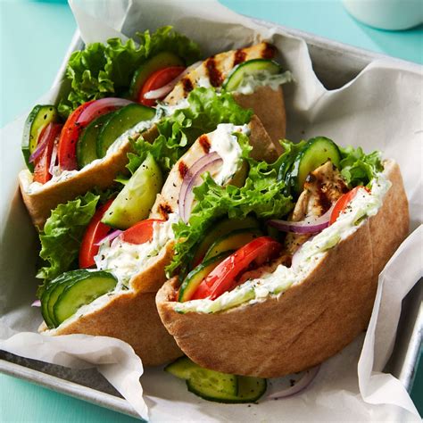 Greek Chicken Cucumber Pita Sandwiches With Yogurt Sauce Recipe