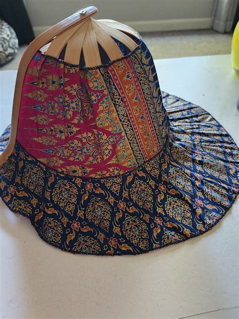 Vintage Foldable Bamboo Fan Sun Hat Gem