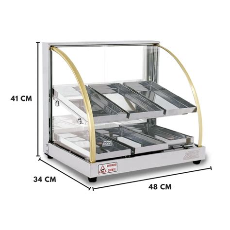 Estufa Vitrine Para Salgados Dupla Quente Inox Bandejas Tita Bonsucesso