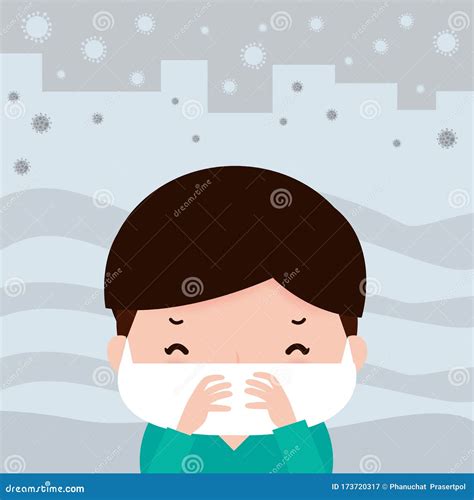 Kids in Masks because of Fine Dust PM 2.5, Boy and Girl Wearing Mask