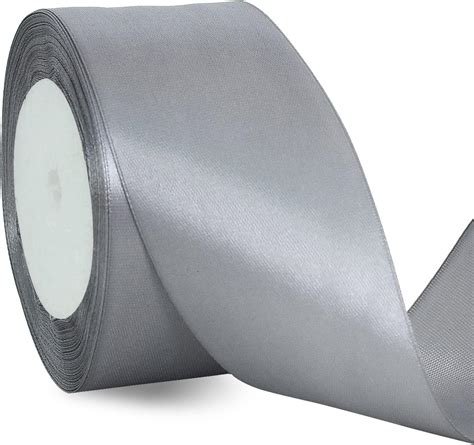 Toniful In X Yds Wide Silver Satin Ribbon Solid Fabric Ribbons