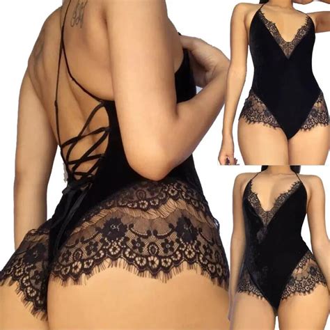 Macacão feminino bandagem lingerie sexy roupa de dormir babydoll roupa