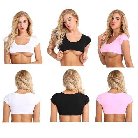 Sexy Damen Kurzarm T Shirt Bauchfrei Mini Kurze Obterteil Crop Tops