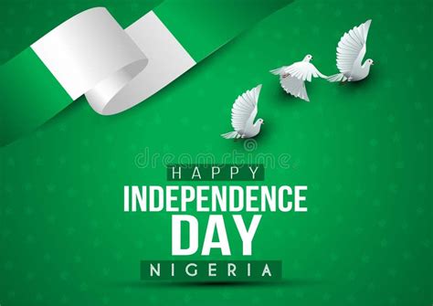 Happy Independence Day Nigeria Flying Dove With Nigerian Flag Stock