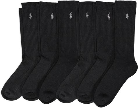 Polo Ralph Lauren Double Logo Bright 6 Pack Crew Socks Size 10 13