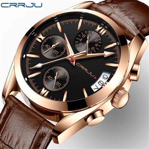 Crrju Watch Men Sport Quartz Fashion Leather Clock Mens Watches Top Brand Luxury Chronograph