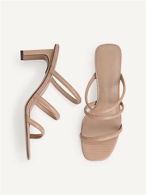 Taupe Strappy Heel Lizard Effect Sandals Pedro Uk