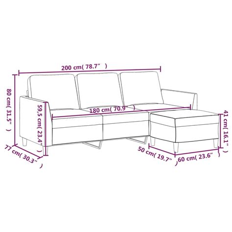 Canapé à 3 places avec repose pieds Cappuccino 180cm Similicuir 203