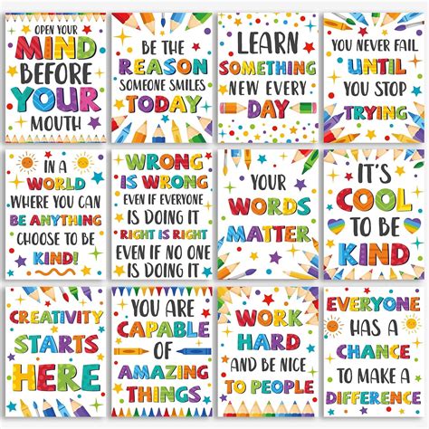 Amazon Gisgfim 12pcs Classroom Motivational Poster Colorful