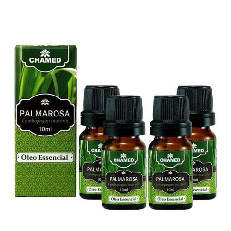 Kit 4 Óleo Essencial de Palmarosa 10ml CHAMEL Óleos Essenciais