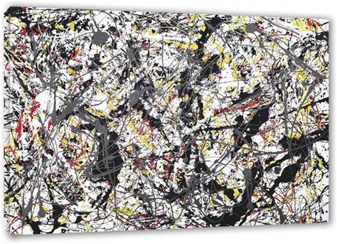 Jackson Pollock Quadro Dipinti Famosi Argento Su Nero Riproduzione