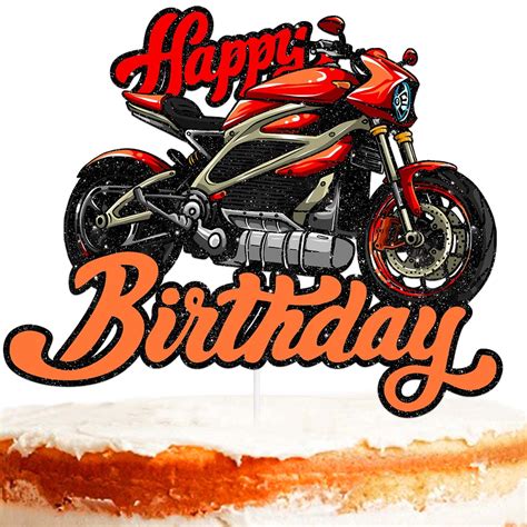 Happy Birthday Motorcycle Cake Topper Birthday For Walmart