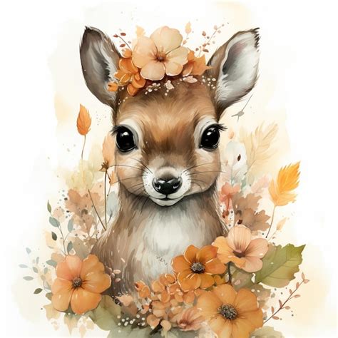 Premium Ai Image There Is A Deer With A Flower Crown On Its Head