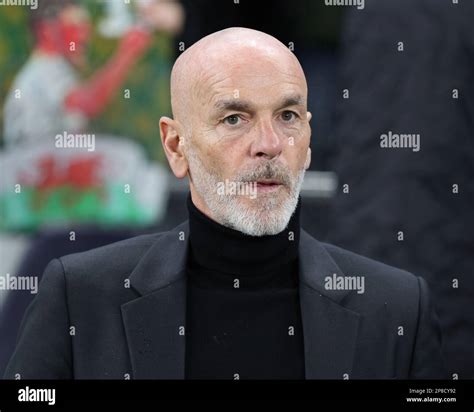 Stefano Pioli Head Coach Of AC Milan Before Kick Off During The UEFA