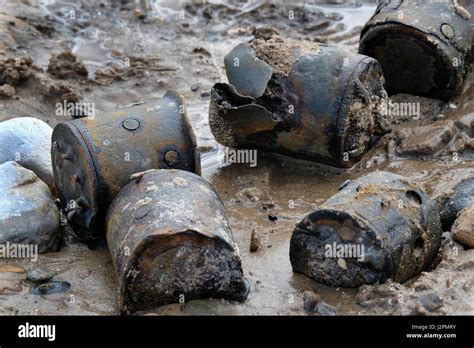 Second World War Munitions And Weapons On Beach On East Coast Of