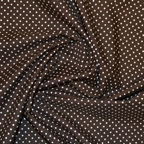 White On Brown Polka Dot 3mm Fabric Cotton Print Fabric Brown Polka