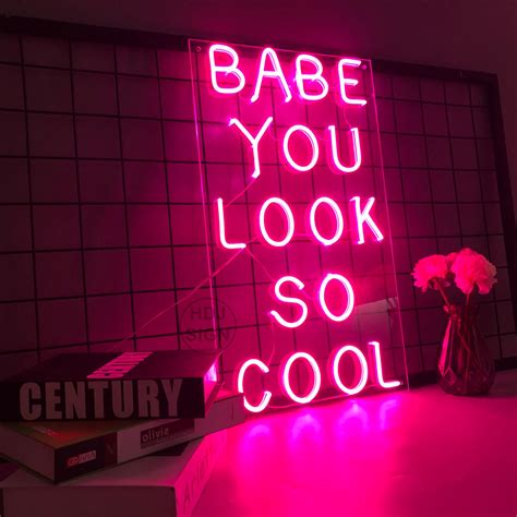 Custom Neon Sign Babe You Look So Cool Neon Sign Light Office Etsy