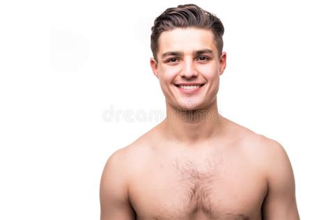 Homme Musculaire De Torse Nu Beau Se Tenant Dans Le Studio Image Stock