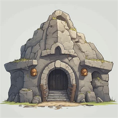 Ilustração vetor entrada de pedra fundo parede caverna antigo projeto