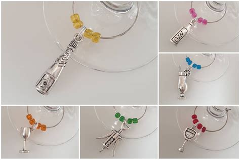 Wine Glass Charms Set Of 6 Cocktail Drinks New York Etsy Uk