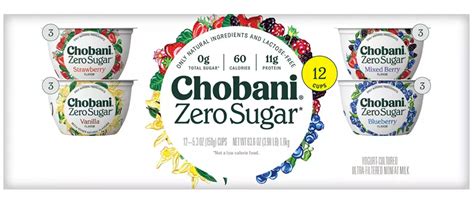 Chobani Zero Sugar Greek Yogurt, Variety Pack , 12 x 5.3 oz — Goisco.com