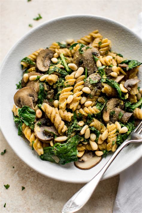 Vegan Spinach And Mushroom Pasta Salt Lavender