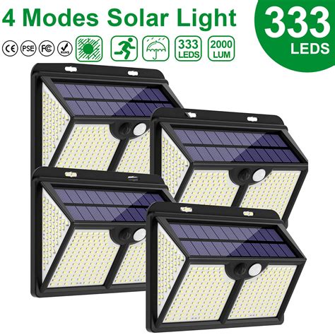 Luz solar 333led para área externa sensor de movimento 4 modos