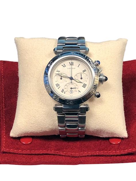 Cartier Pasha Reference 1050 Steel Quartz Chronograph Wrist Watch For