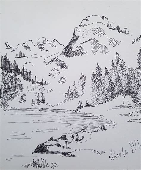 pencil mountain drawing 4