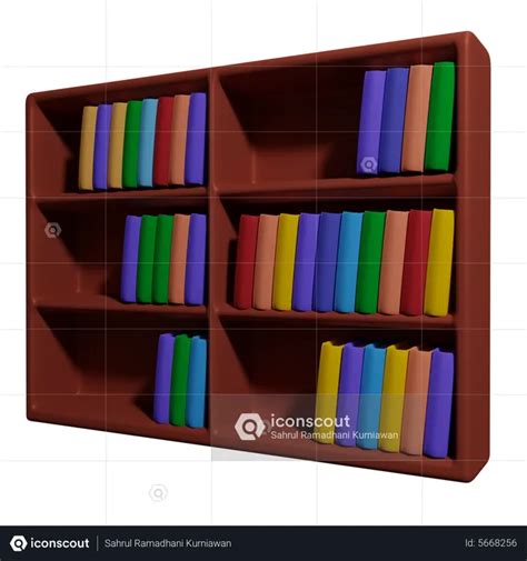 Library Bookshelf 3D Icon download in PNG, OBJ or Blend format