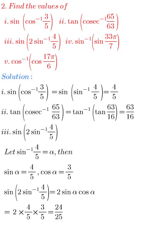 Inverse Trigonometric Functions,Intermediate first year Mathematics 1A ...