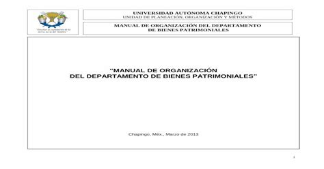 MANUAL DE ORGANIZACIÓN DEL DEPARTAMENTO DE BIENES upom chapingo mx