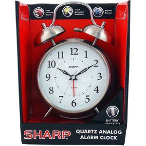 Sharp Twin Bell Quartz Analog Alarm Clock Silver Brushed Metal SPC800