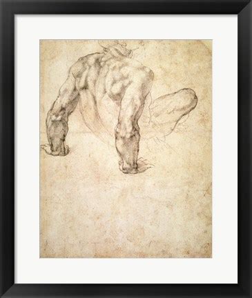 W R Study Of A Male Nude Leaning Back On His Hands Fine Art Print By