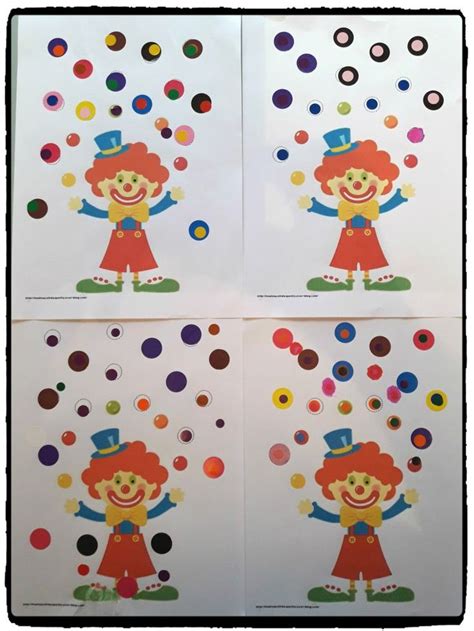 Le clown jongleur en gommettes printable gommettes à imprimer