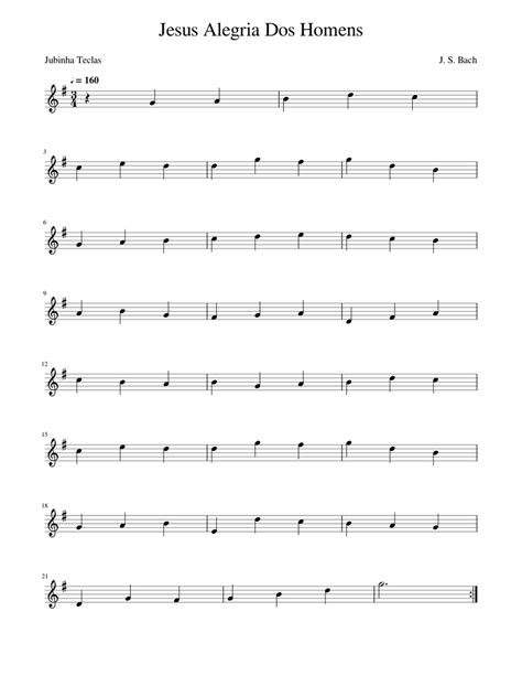 Jesus Alegria Dos Homens Sheet Music For Piano Solo Easy