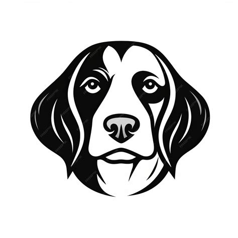 Black And White Beagle Dog Design Portraiture Iconography Logo