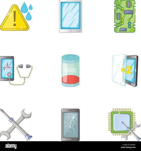 Phone Diagnostics Icons Set Cartoon Style Stock Vector Image Art Alamy