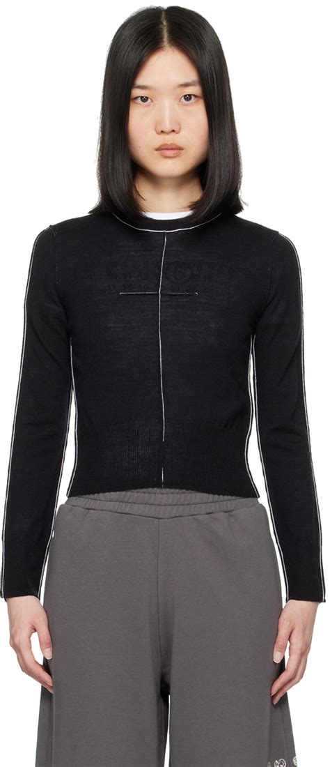 Mm Maison Margiela Black Inverted Seam Sweater Ssense