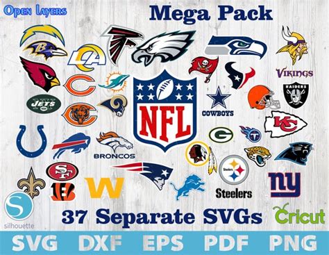 NFL Football Logo SVG Mega Pack NFL svg files for cricut nfl | Etsy