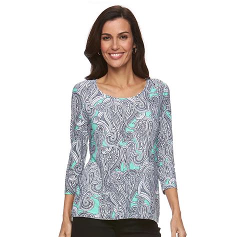 Paisley 3 4 Sleeve Top Kohls