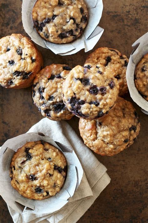 Blueberry Oat Greek Yogurt Muffins Running With Spoons