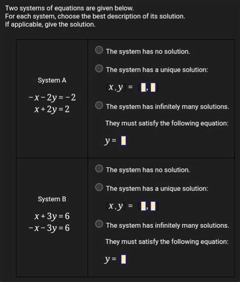 Solved Two Systems Of Equations Are Given Below If