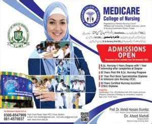 Nursing Admissions 2023 Open At Medicare College Of Nursing Multan