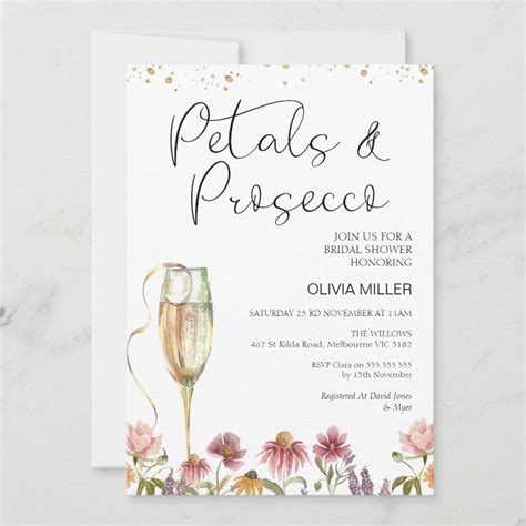 Wildflowers Petals And Prosecco Bridal Shower Invitation Zazzle Bridal