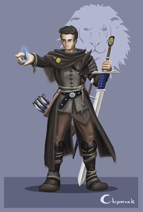 [Art] Human Eldritch Knight - Character Art Commission : r/DnD