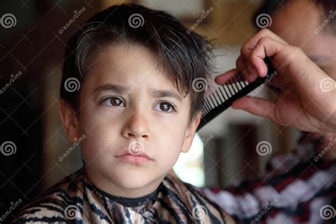 Young Boy At Barber Shop Stock Image Image Of Sitting 31123947